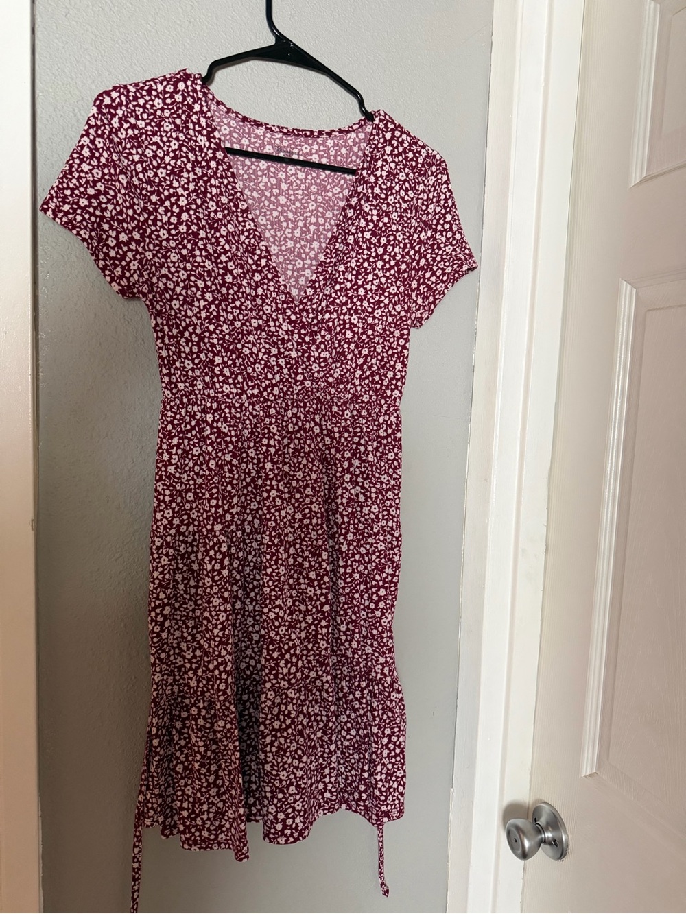 No Boundaries Burgundy Floral V-Neck Midi Dress